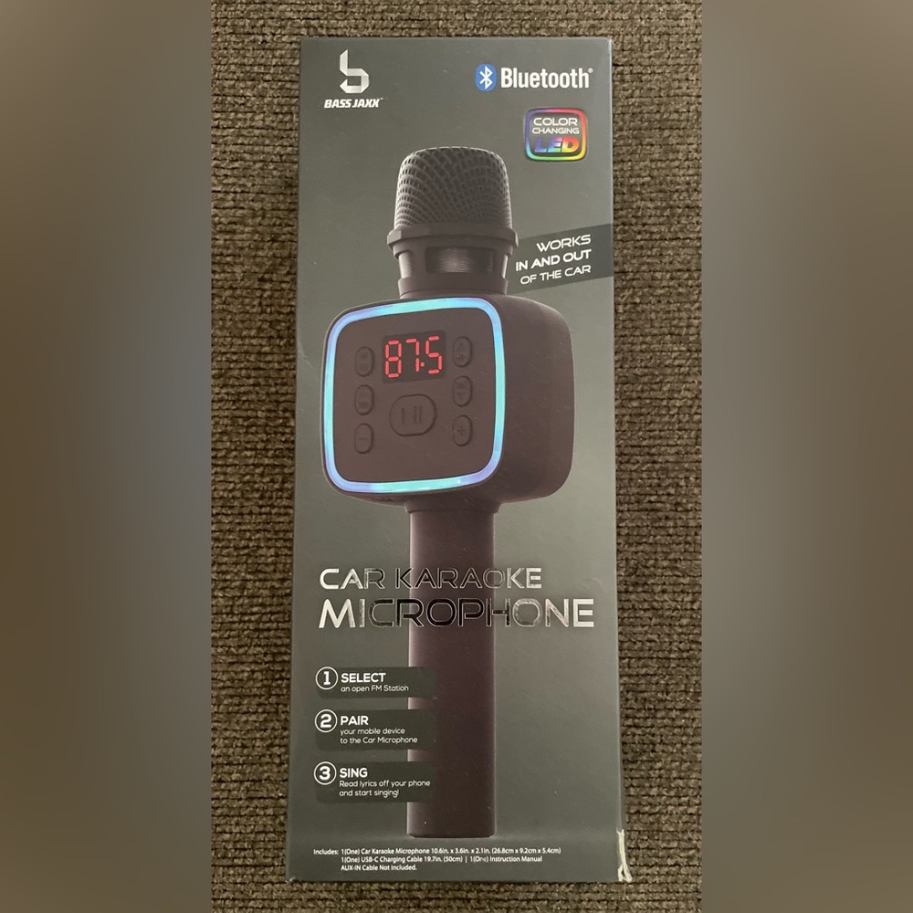 NEW In Box Bass Jaxx Bluetooth Car Karaoke Microphone